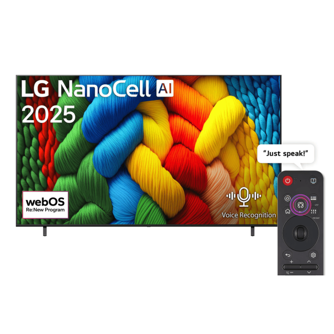 LG NanoCell AI NANO80 4K Smart TV AI Magic remote HDR10 webOS25 2025